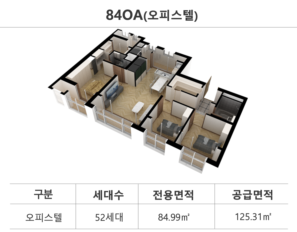가경 하트리움 더 센트럴 84OA 타입 평면도