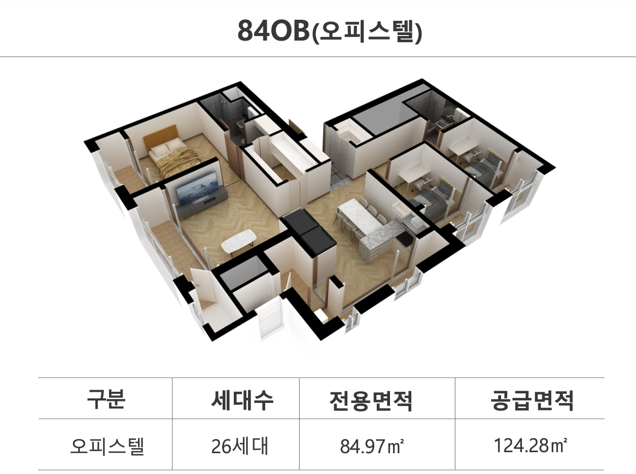 가경 하트리움 더 센트럴 84OB 타입 평면도